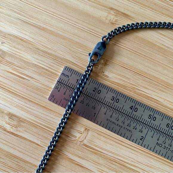 SOLD Sterling silver curb chain choker oxidized gunmetal - Picture 2 of 3